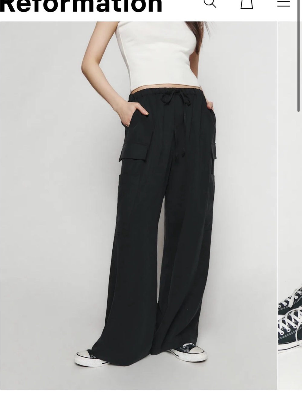 Reformation Ethan Twill Pant Black - Size M